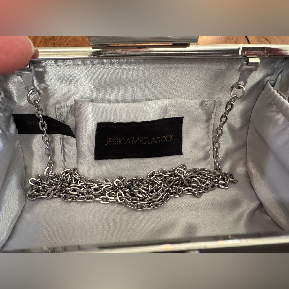 Jessica McClintock Metallic Beaded Mesh Clutch - Picture 2 of 5